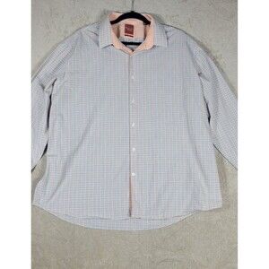 Penguin Mens Casual Shirt Slim Fit Long Sleeve Multicolor Plaid Size 18 36/37